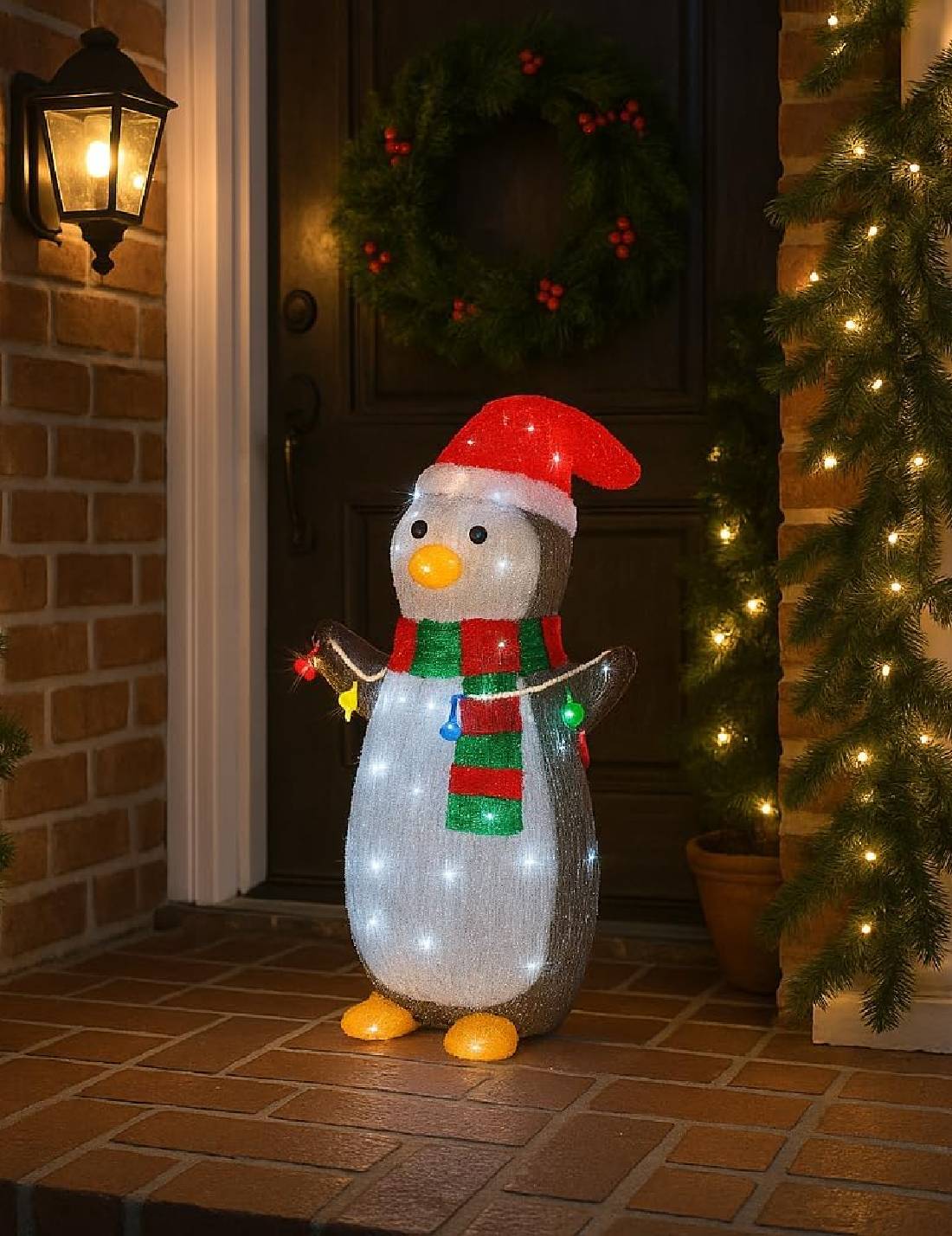 Addobbo Di Natale Pinguino Luminoso 48 LED 45cm