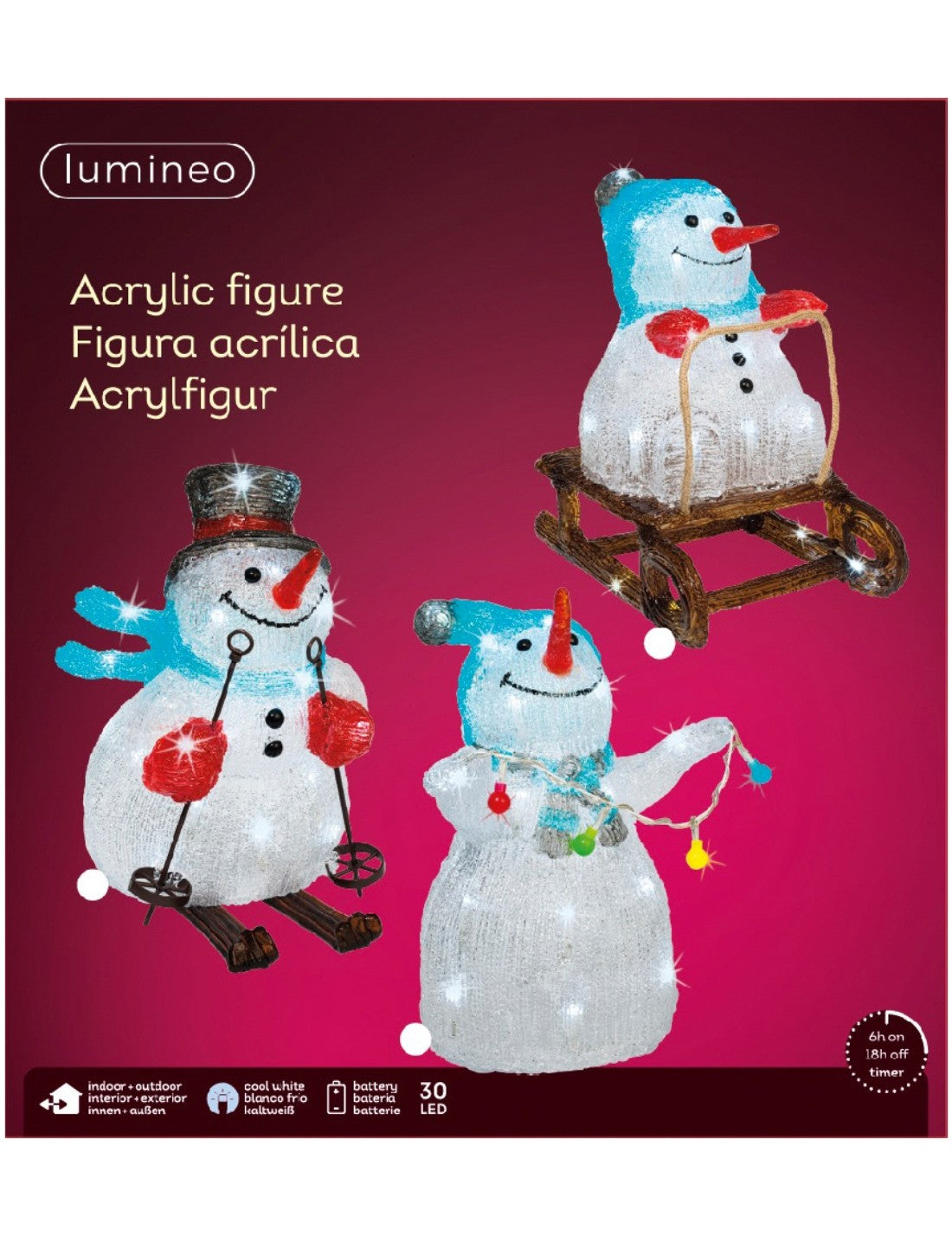 Addobbo Natale Luminoso Pupazzo Di Neve 32cm Assortito