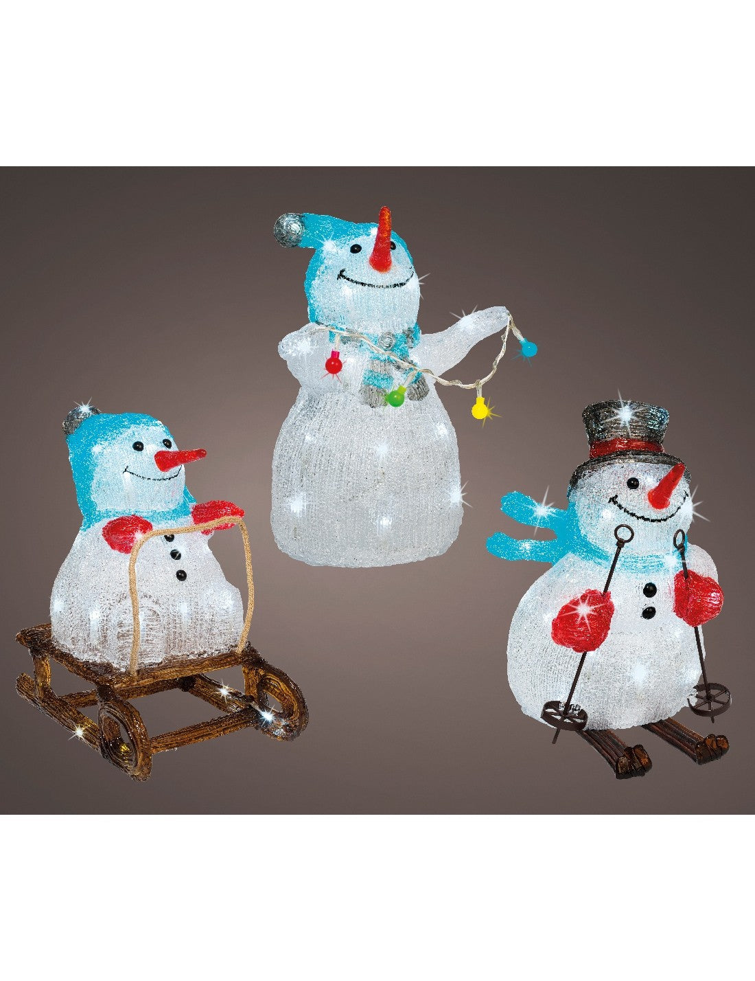 Addobbo Natale Luminoso Pupazzo Di Neve 32cm Assortito