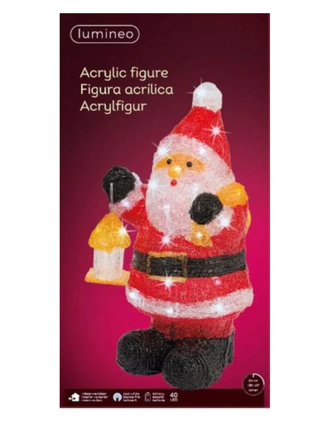 Addobbo Natale Luminoso Babbo Natale 46cm