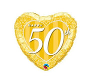 Palloncino Metalfoil Oro Happy 50th 18" 46cm