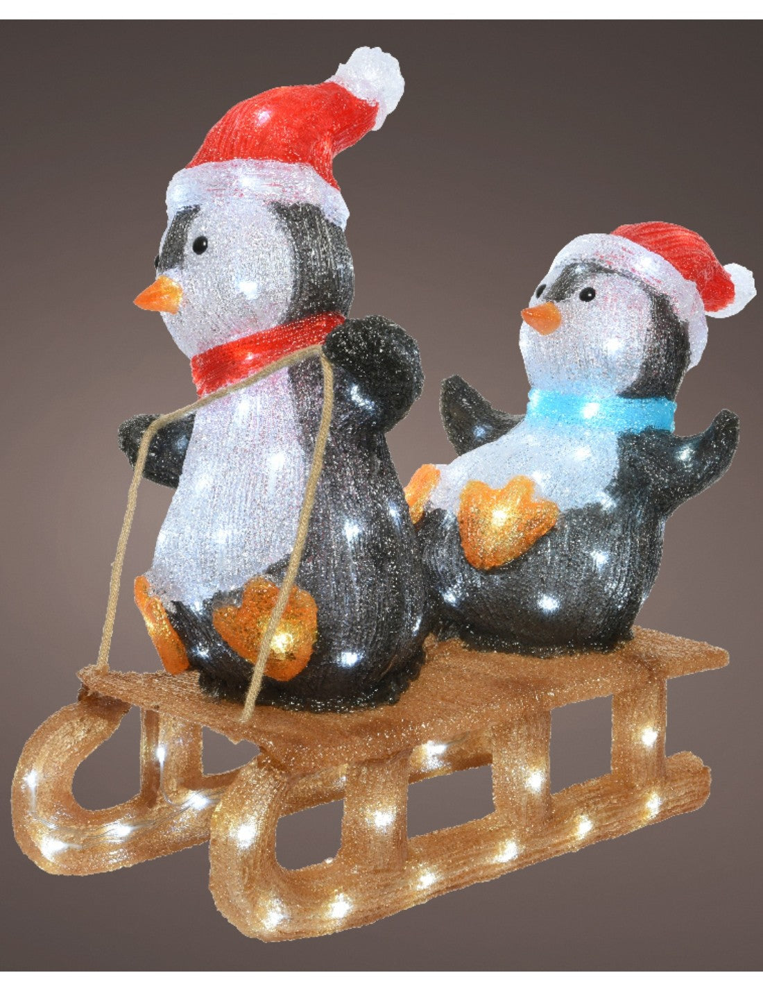 Addobbo Di Natale Pinguini Su Slitta 160 LED h56cm