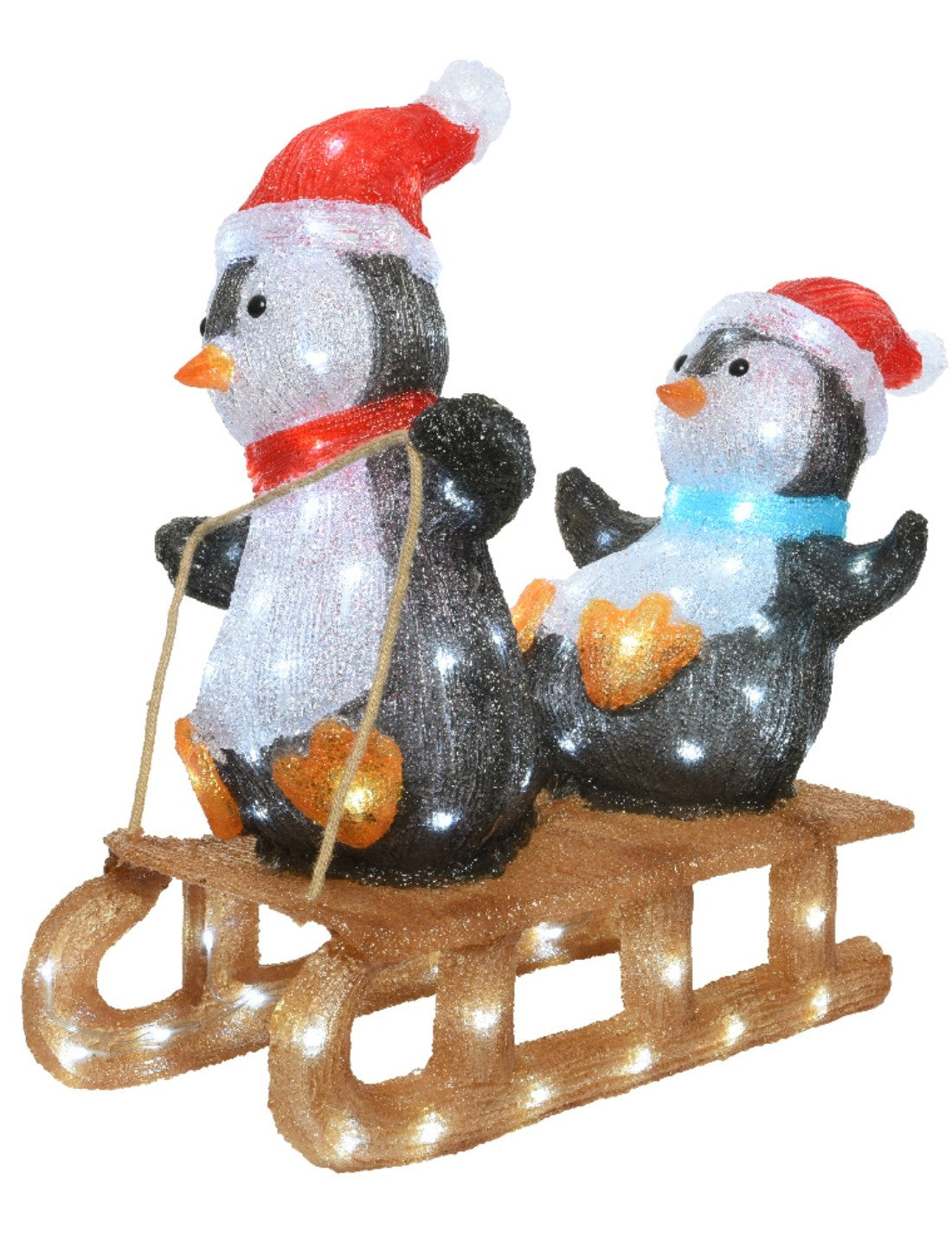 Addobbo Di Natale Pinguini Su Slitta 160 LED h56cm