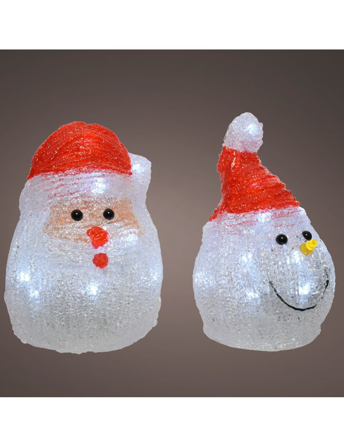 Addobbo Di Natale Luminoso Babbo Natale O Pupazzo Di Neve 16 LED 15cm Prodotto Assortito