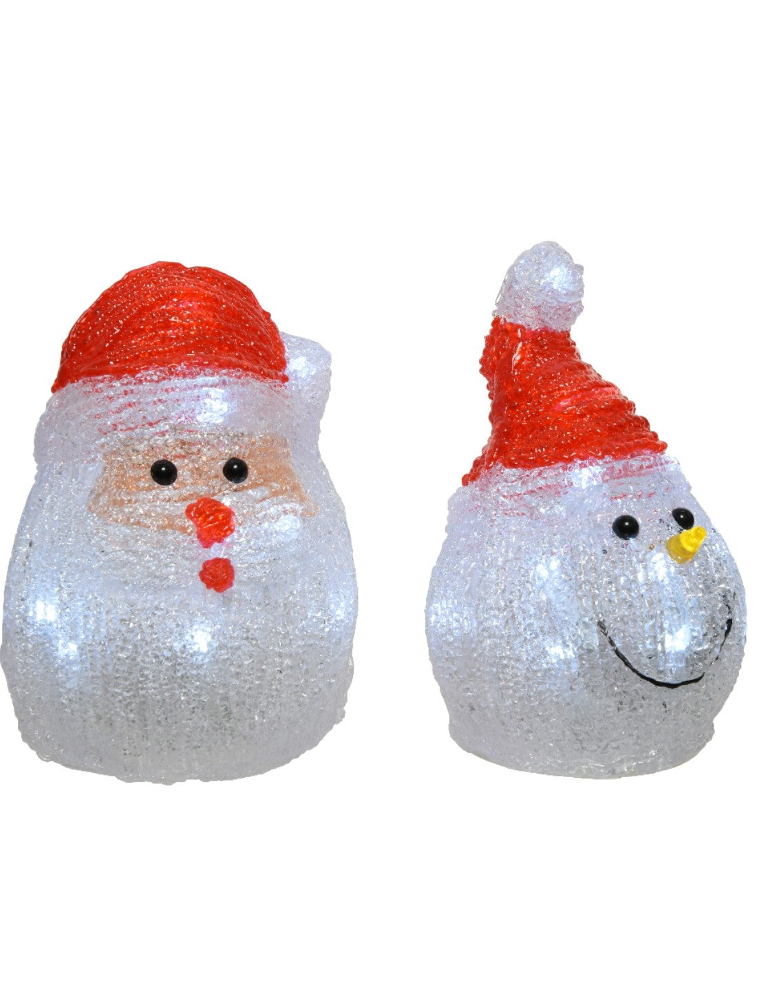 Addobbo Di Natale Luminoso Babbo Natale O Pupazzo Di Neve 16 LED 15cm Prodotto Assortito