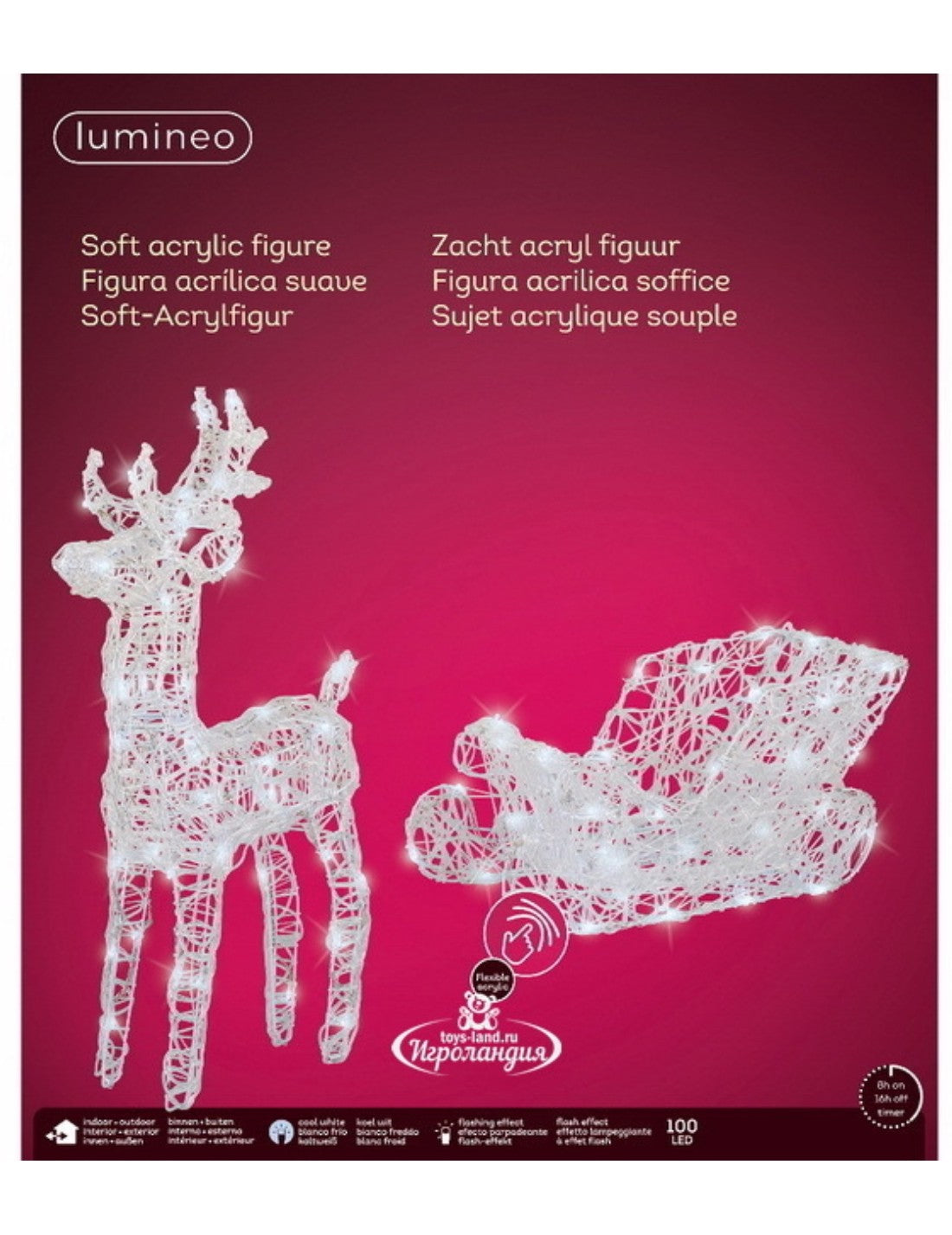 Addobbo Natale Luminoso Renna Con Slitta 88cm