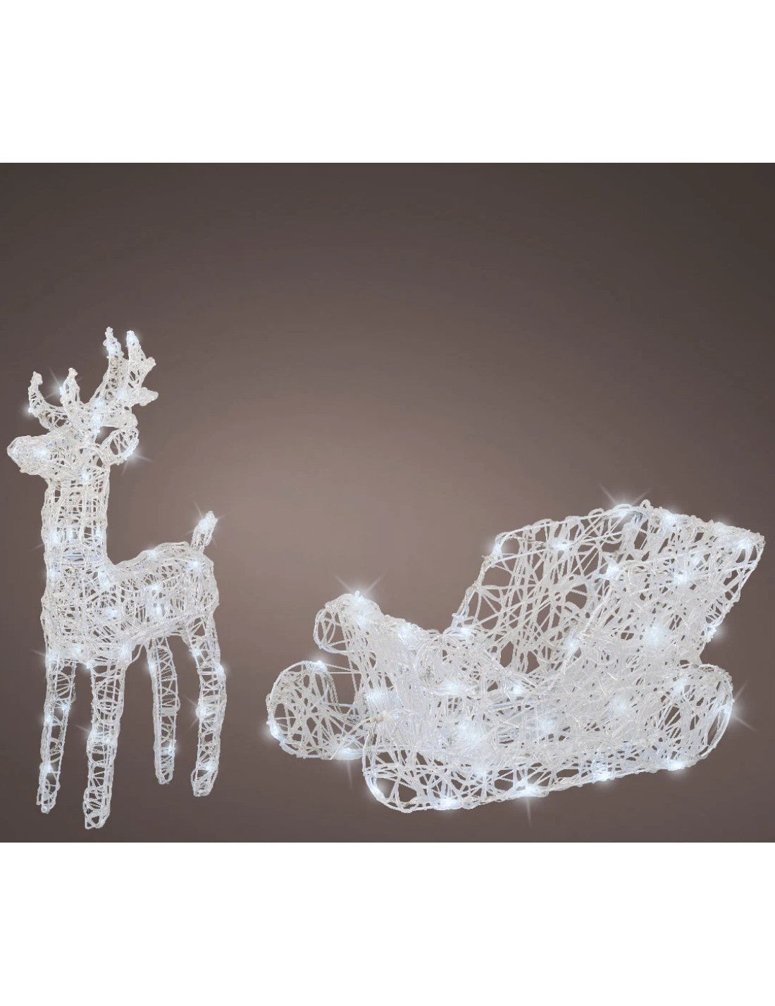 Addobbo Natale Luminoso Renna Con Slitta 88cm