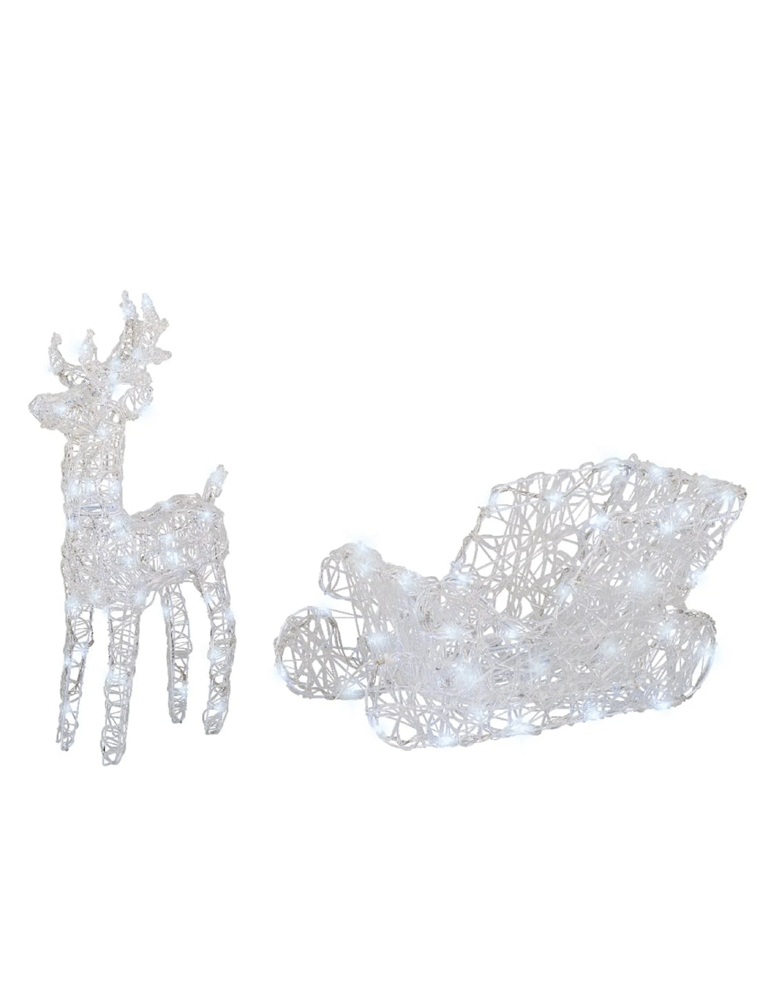 Addobbo Natale Luminoso Renna Con Slitta 88cm