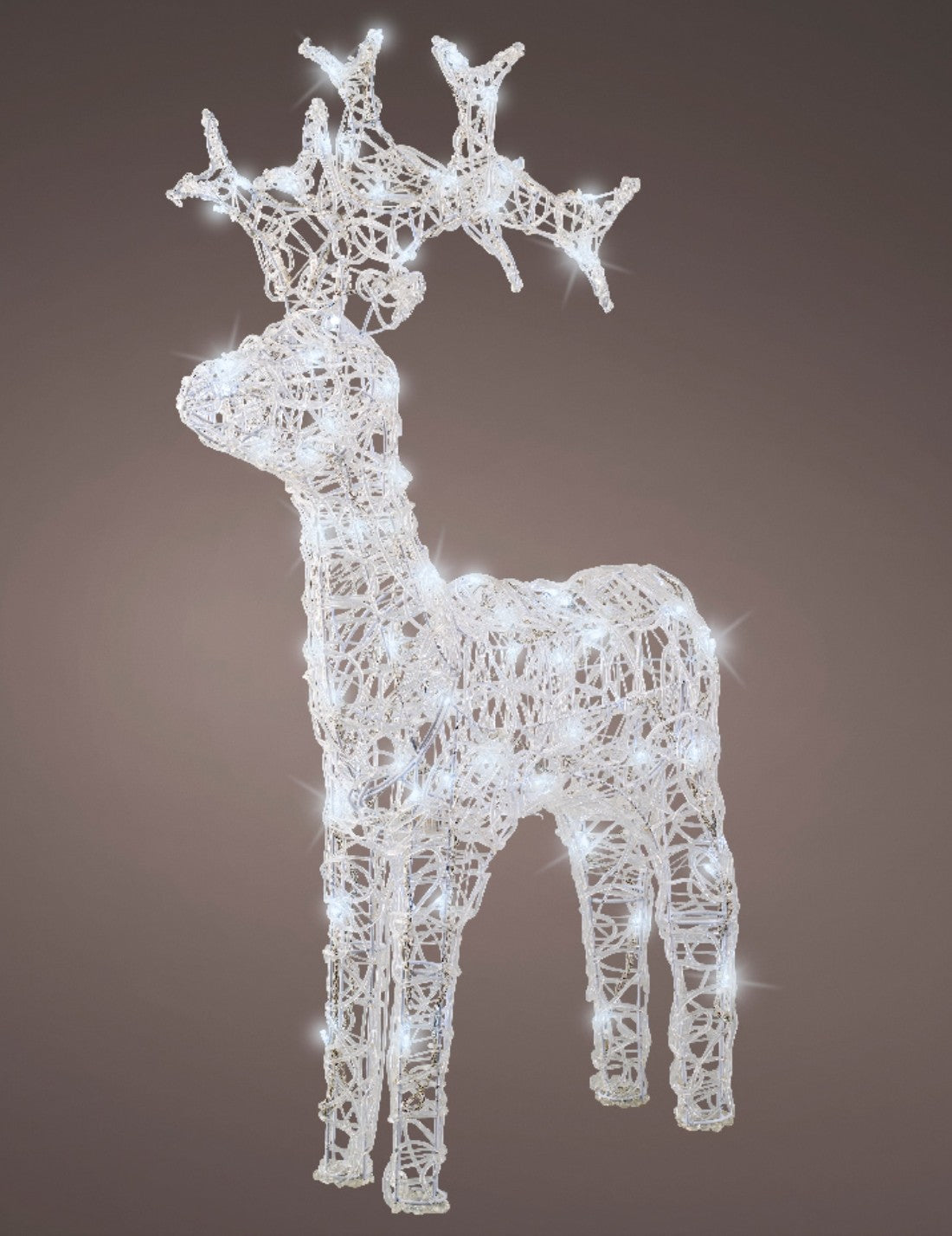 Addobbo Natale Luminoso Renna Luce Bianca Fredda 80 LED h89cm