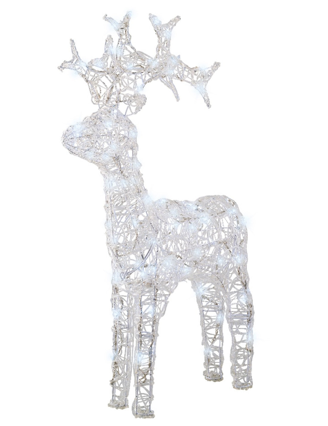 Addobbo Natale Luminoso Renna Luce Bianca Fredda 80 LED h89cm
