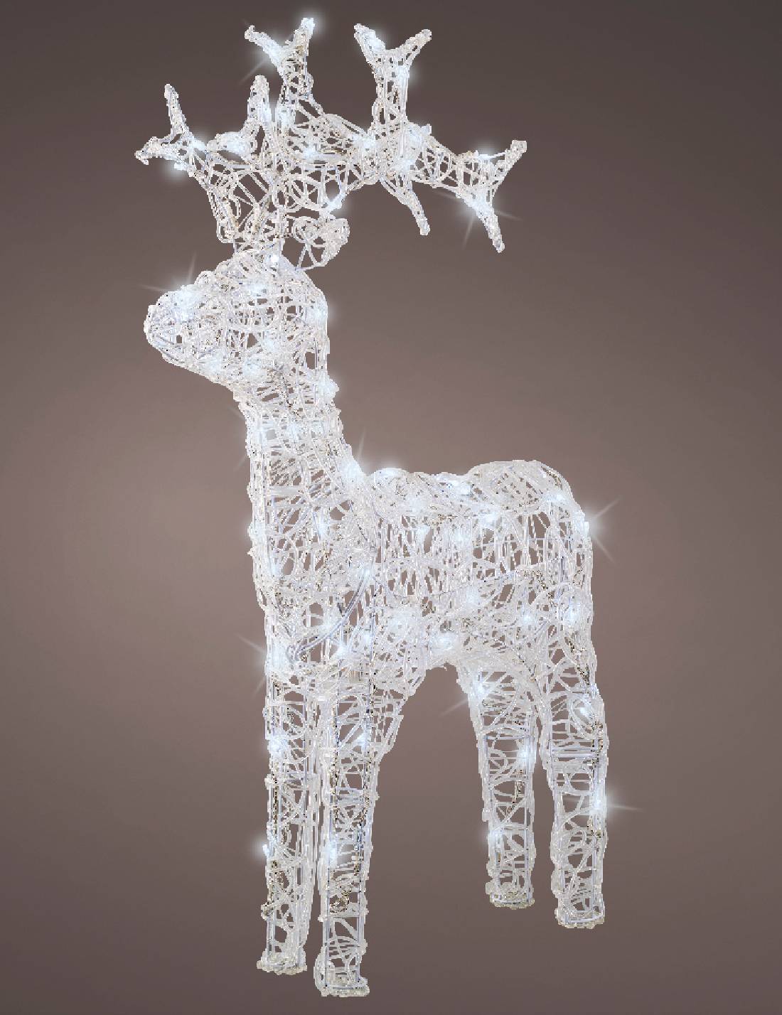 Addobbo Natale Luminoso Renna Luce Bianca Fredda 80 LED h89cm