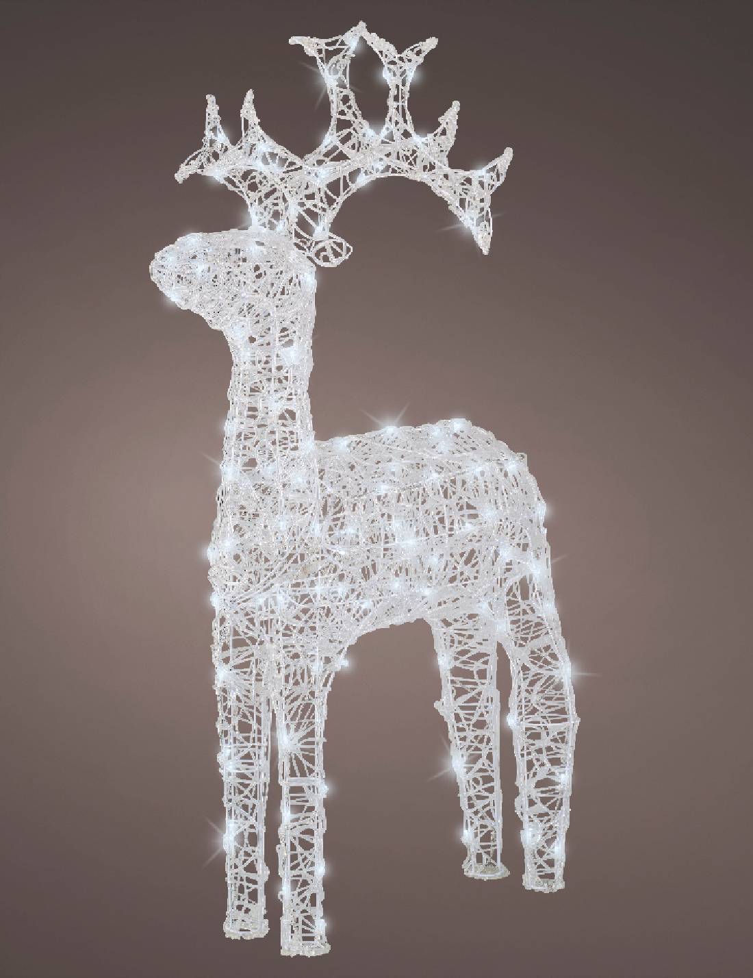 Addobbo Di Natale Luminoso Renna Luce Bianca Fredda 120 LED h116cm