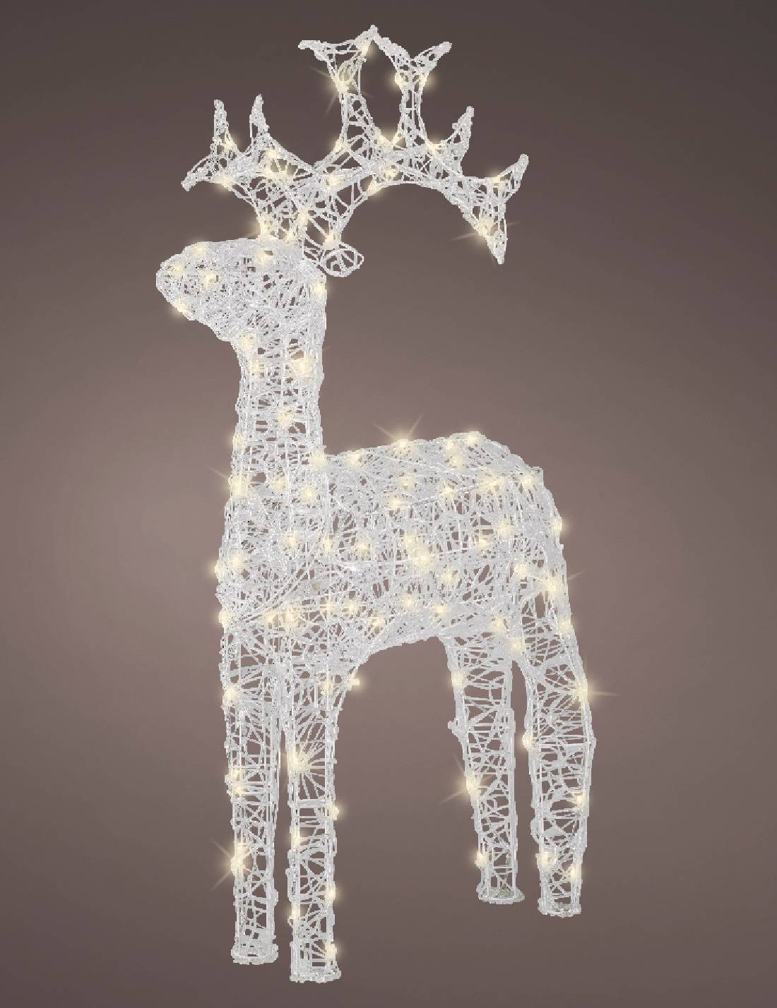Addobbo Di Natale Luminoso Renna Luce Bianca Calda 120 LED h116cm
