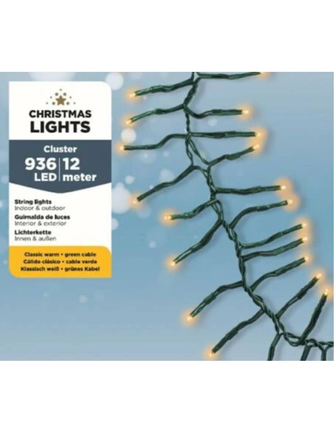 Serie Luci Di Natale Cluster Luce Calda Oro Rosato 936 LED 12m