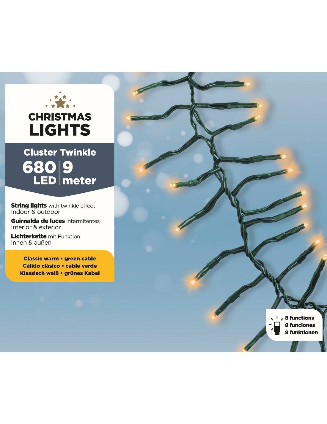 Serie Luci Di Natale Cluster Twinkle Luce Calda Oro Rosato 680 LED 9m