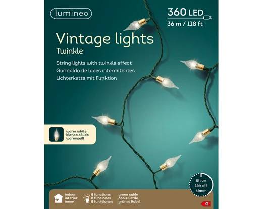 Serie Luci Natale Vintage 360 LED Twinkle Luce Calda 36Mt