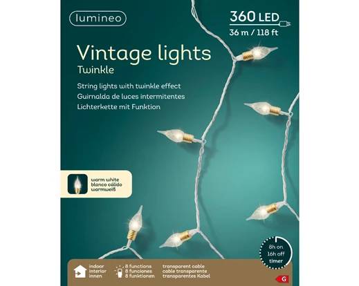 Serie Luci Natale Vintage 360 LED Twinkle 8 Funzioni Luce Calda 36Mt