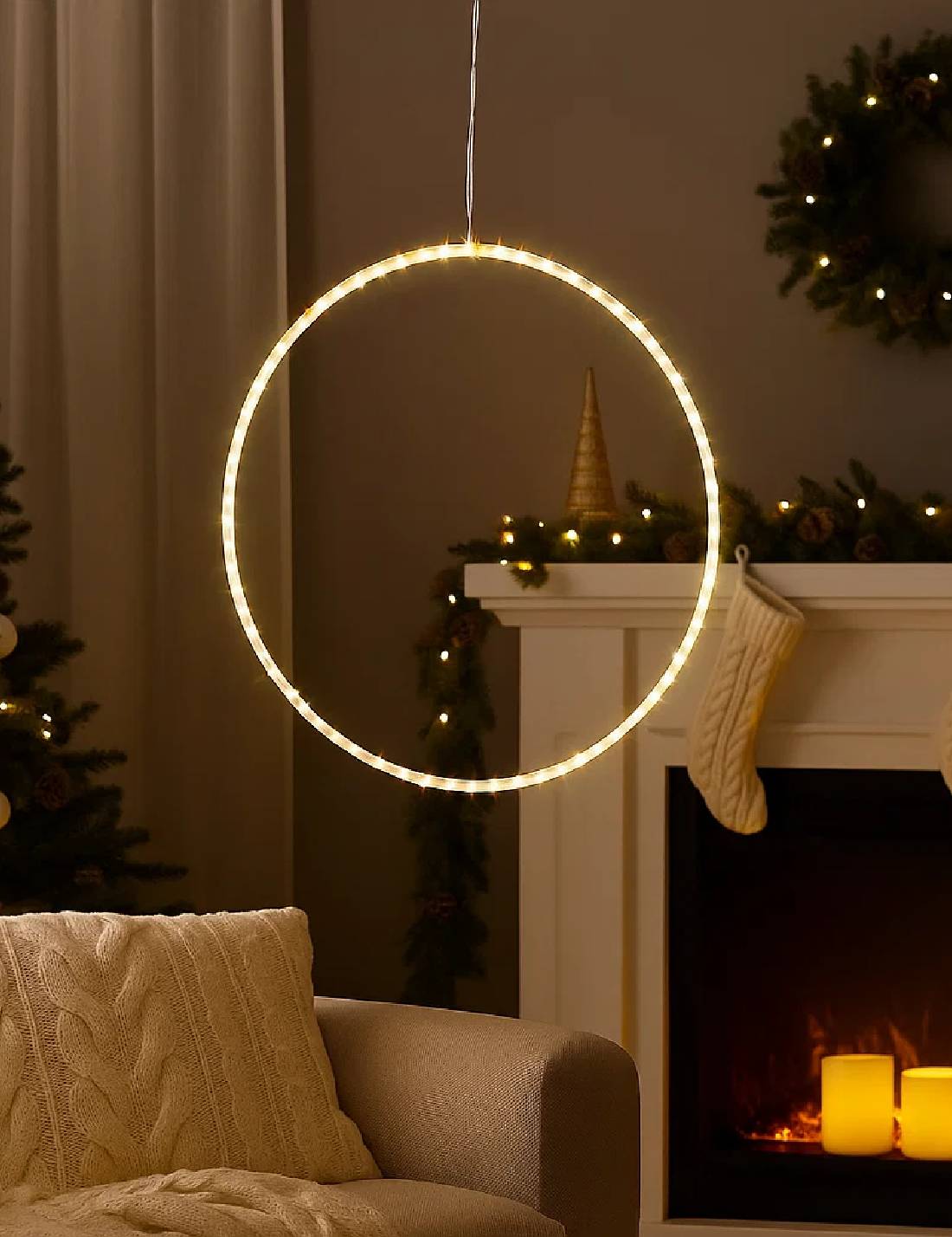 Cerchio Luminoso 160 Micro LED Luce Bianco Caldo 75cm