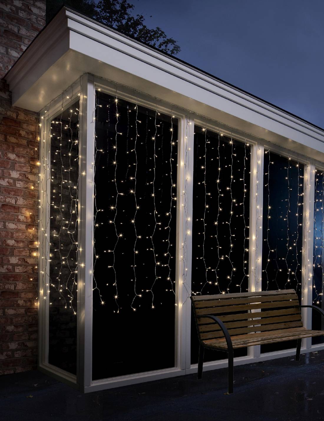 Tenda Di Luci Natale Curtain Multifunzione Bianco Caldo 240 LED 2m
