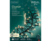 Serie Luci Natale 2040 LED Cluster Twinkle Luce Calda 17Mt