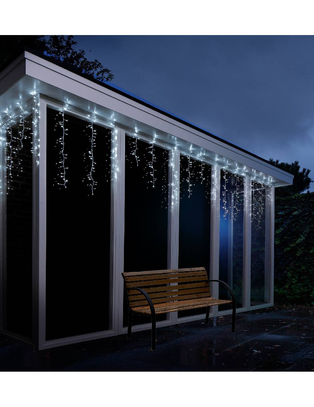 Serie Di Luci Natale Compact Icicle Twinkle Luce Bianca 256 LED 3,75m