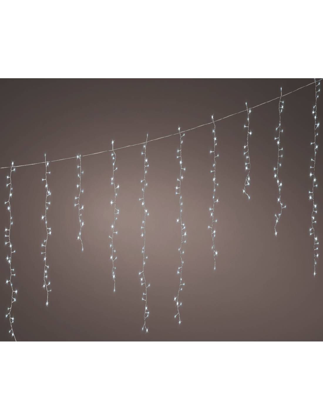 Serie Di Luci Natale Compact Icicle Twinkle Luce Bianca 256 LED 3,75m