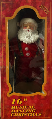 Statuina Di Babbo Natale Rock Con Movimento E Suono 40cm