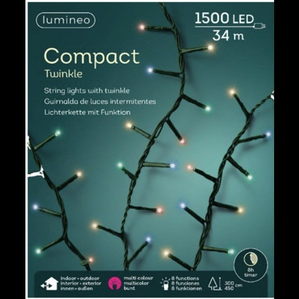 Serie Luci Albero Di Natale Compact Twinkle 1500 LED 34Mt
