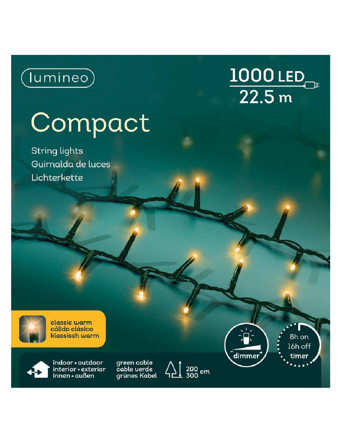 Serie Di Luci Natale Compact Ghirlanda 1000 LED 22,5m