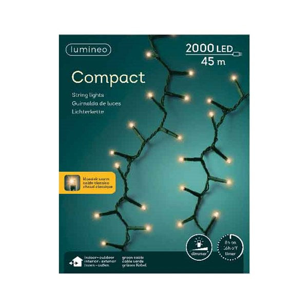 Serie Luci Natale Compact 2000 LED Luce Calda 45Mt