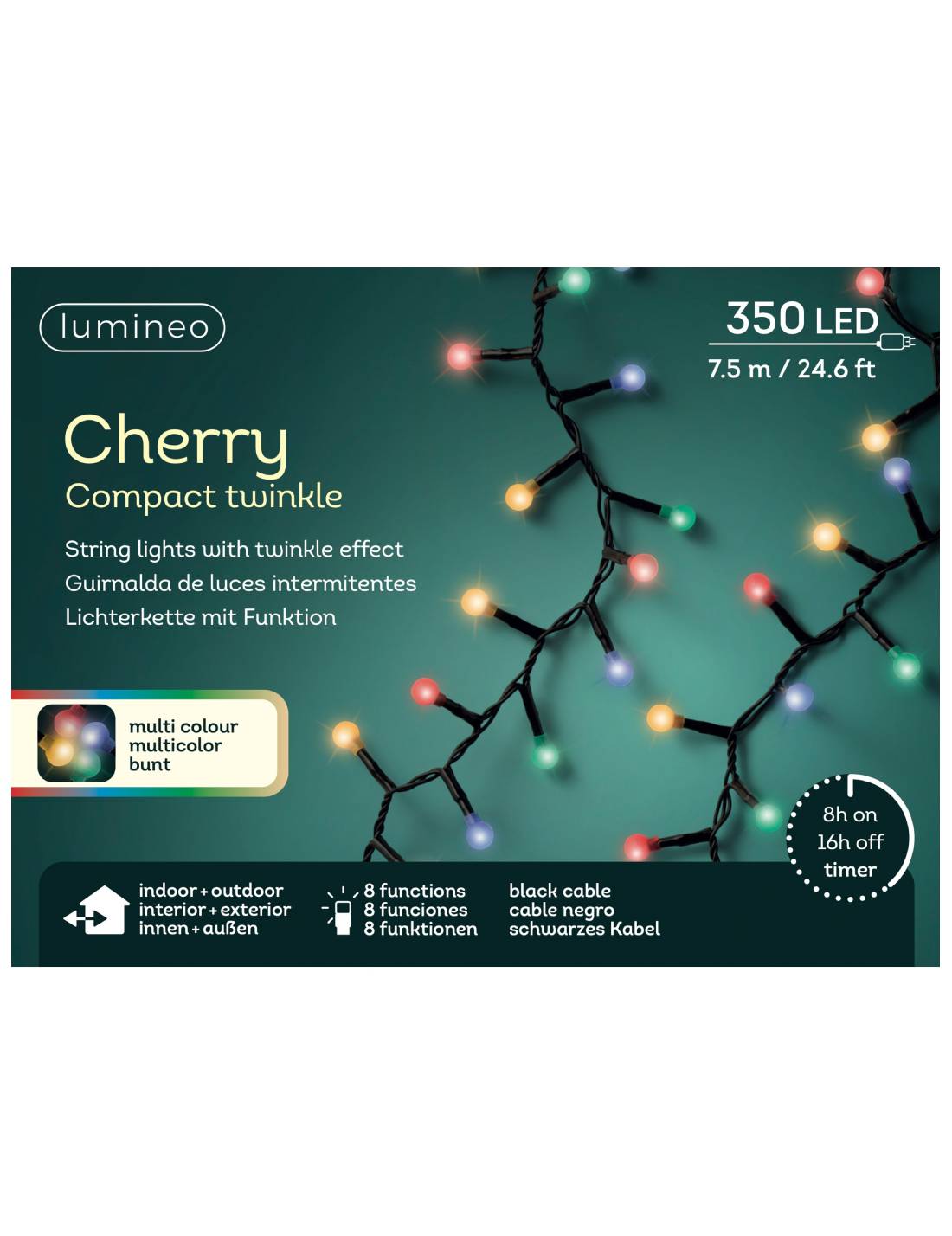Serie Di Luci Natale Cherry Compact Twinkle 350 LED 7,5m