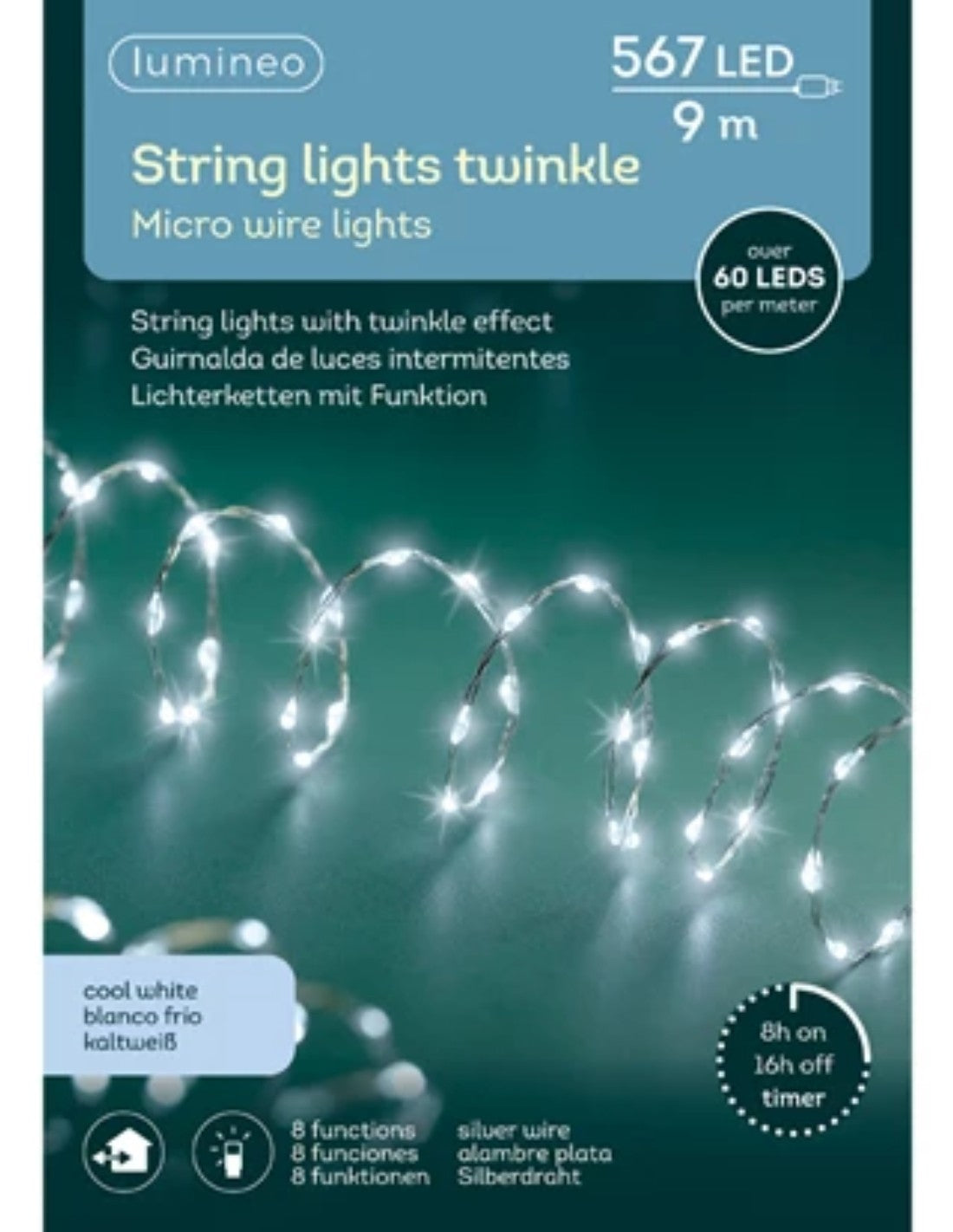 Serie Luci Natale 567 Micro-Led Argento 900cm