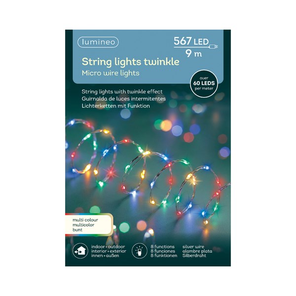 Serie Luci Natale 567 Micro LED Twinkle Multicolore 9Mt