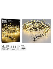 Serie Di Luci Natale Ghirlanda Bianco Caldo Con Cavo Nero 960 LED Prodotto Assortito