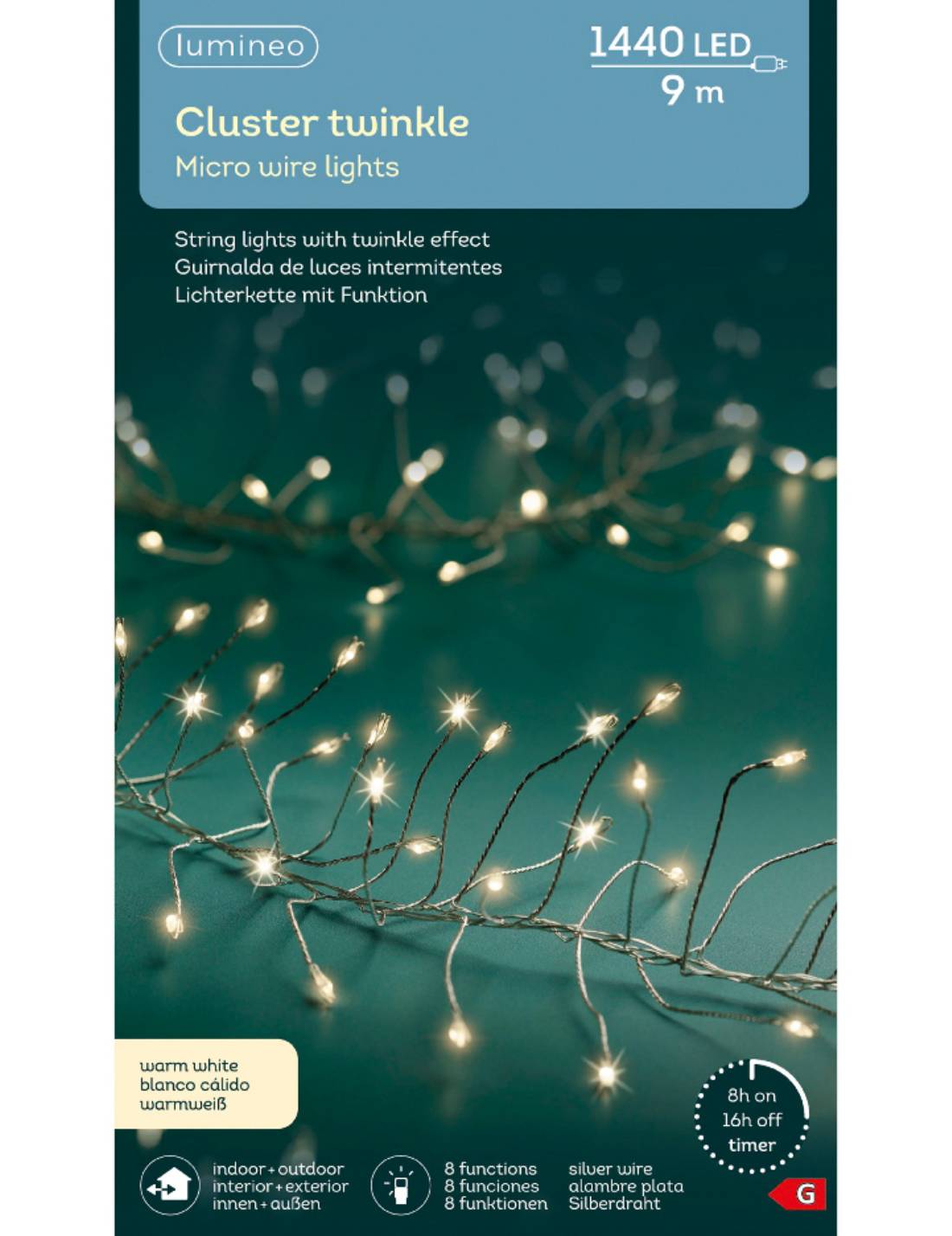 Serie Di Luci Natale Micro Cluster Twinkle 1440 LED 9m