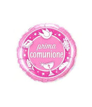 Palloncino Metalfoil Prima Comunione Rosa 18" 46cm