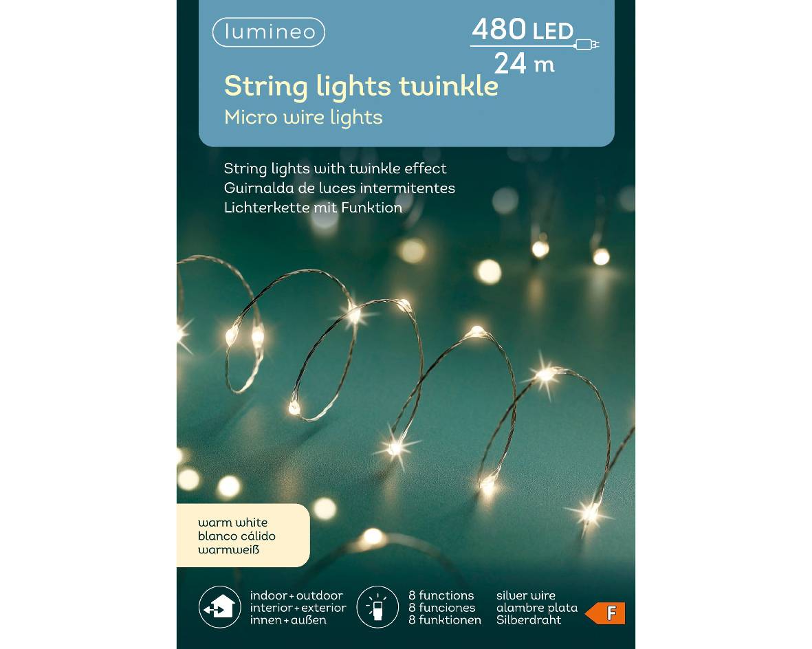 Serie Luci Twinkle 480 Micro-Led Luce Calda 24Mt