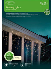 Set Di Luci Natale Icicle Twinkle Bianco Caldo 192 LED 7m