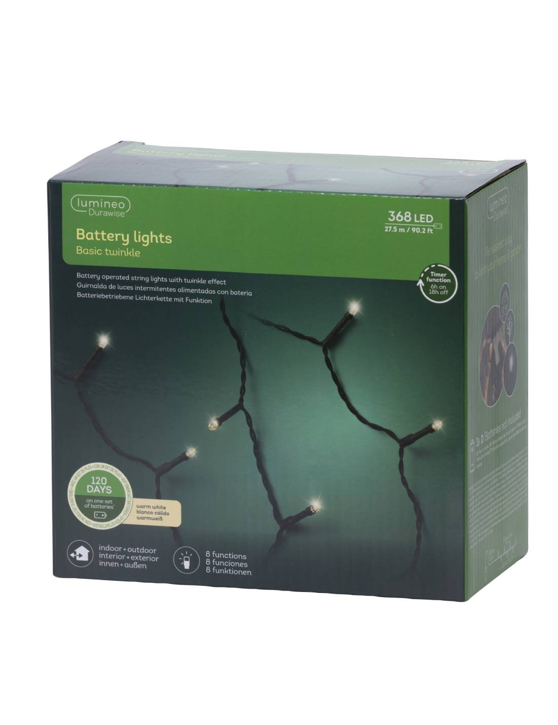 Serie Di Luci Natale Basic Twinkle Bianco Caldo 368 LED 27m