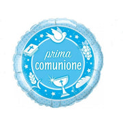Palloncino Metalfoil Tondo Azzurro Prima Comunione 18" 46cm