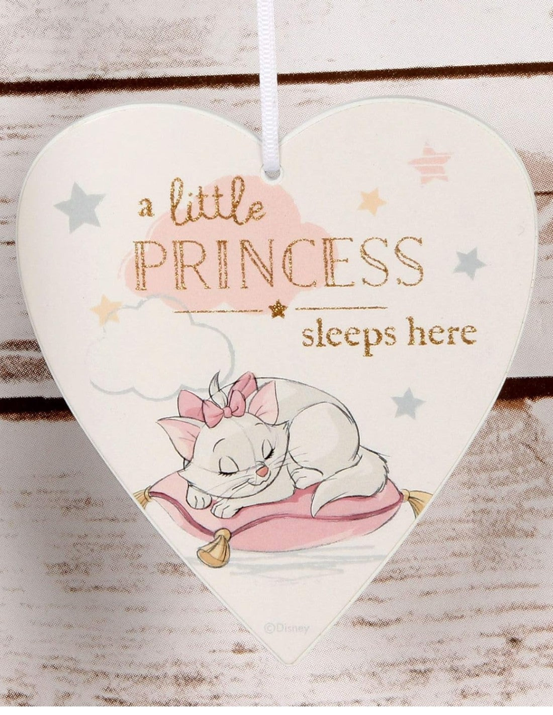 Targa In Legno Cuore Little Princess Sleep Here Con Nastro Disney Accessorio Cameretta