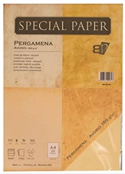 Fogli Pergamena Bapi - A4 160g Fogli Avorio 25 fogli