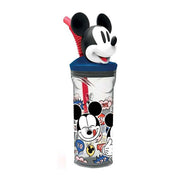 Bicchiere Con Cannuccia Topolino Mickey Mouse 3D In Tritan 360ml