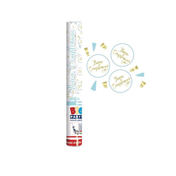 Cannone Spara Coriandoli Buon Compleanno Chic Celeste 30cm