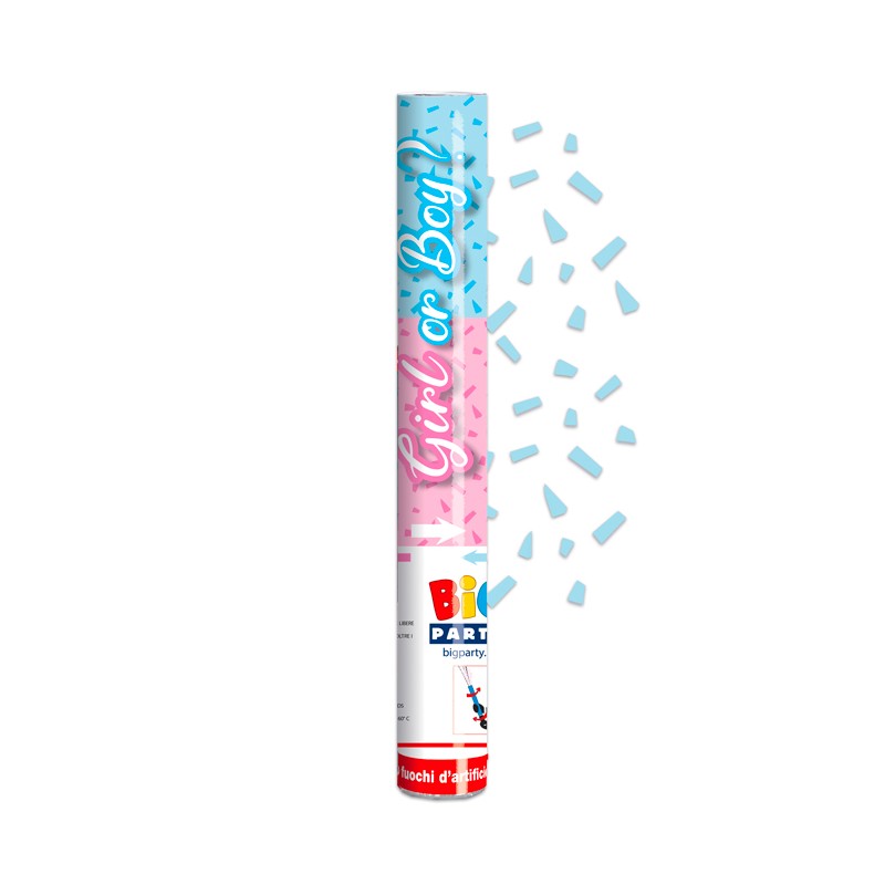 Cannone Spara Coriandoli Gender Reveal Celeste