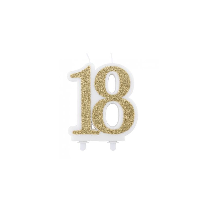 Candeline Di Compleanno Numero 18 Oro Glitter