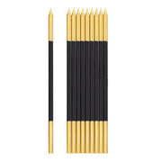 Candeline Di Compleanno In Cera Mezzo Stelo Oro e Nero 10pz.