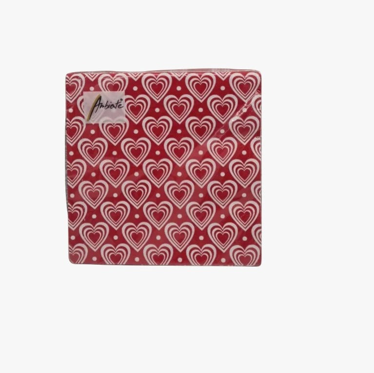 Tovaglioli Di Carta Cuori Bianco E Rosso San Valentino 33x33cm 20pz
