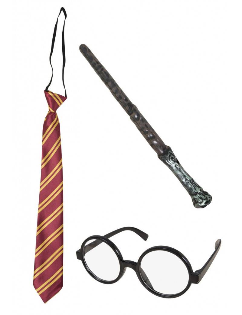 Set Harry Potter Cravatta Occhiali E Bacchetta