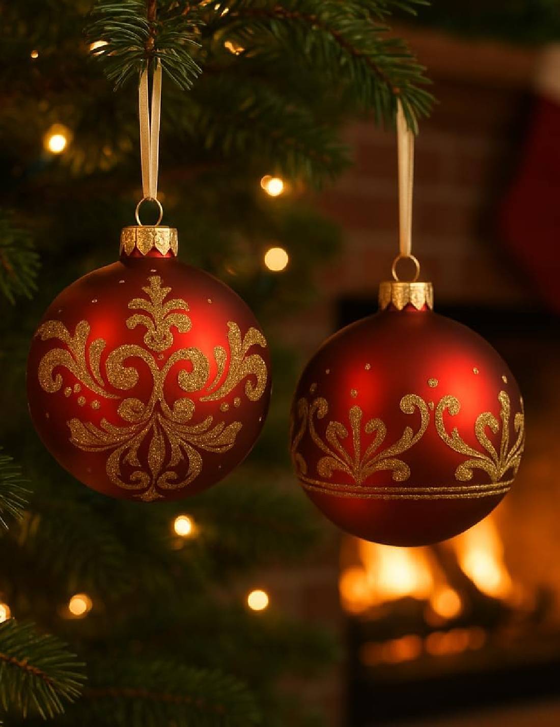 Pallina Albero Di Natale In Vetro Con Motivo Oro Barocco 8cm